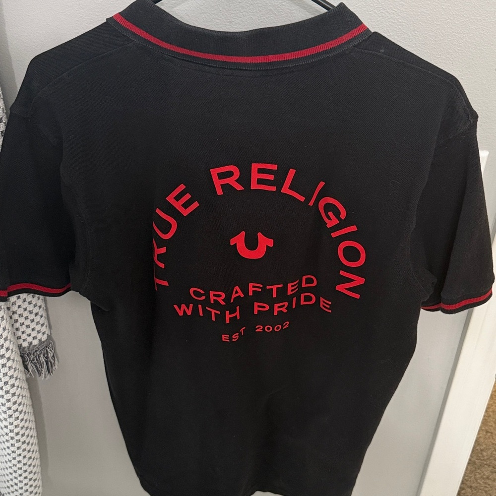 True Religion Black and Red Short Sleeve Tee